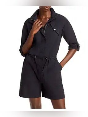 Women’s Sweaty Betty Black Zip Up Romper Size XS Black Long Sleeves Pockets